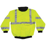 NeeseViz Class 3 Reflective Hi-Vis Lime Zip-Out Fleece Lined Traffic Safety Bomber Jacket