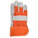 NSI Leather Palm Orange Back Elastic Wrist Work Gloves