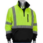 PIP Class 3 Hi-Vis 1/4-Zip Black Bottom Pullover Traffic Safety Sweatshirt