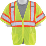 264717CP  ERB S683P Type R Class 3 Mesh Two-Tone Safety Vest w/ Zipper