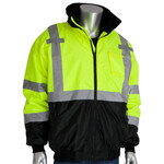 PIP ANSI Class 3 Black Bottom Bomber Jacket w/ Zip-Out Fleece Liner