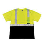 PIP ANSI Class 2 Short Sleeve T-Shirt w/ 50+ UPF Sun Protection and Black Bottom 