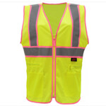GSS Class 2 Safety Vest, High Visibility Lime w/ Pink Trim