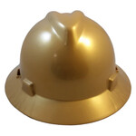 MSA V-Gard Full Brim Safety Helmets With Fas-Trac Liners Gold