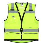 MCR Safety Class 2 Hi-Vis Surveyor Vest w/ 9 Pockets & Metal Snap Front Closure