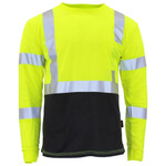 GSS Safety Class 3 Hi-Vis Long Sleeve Black Bottom Safety T-Shirt