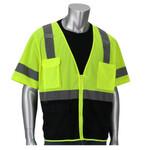 PIP ANSI Type R Class 3 Five Pocket Black Bottom Mesh Vest 