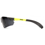 293089CP Pyramex H2MAX Sitecore Safety Gray Anti-Fog Lens Glasses w/ Gray/Lime Temples 