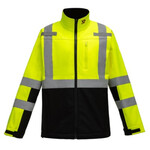 373372CP HI VIS SOFTSHELL MENS JACKET BK/LE