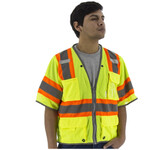 401182CP High Visibility Vest with Two-Tone DOT Striping and D-Ring Pass Thru, ANSI 3, R