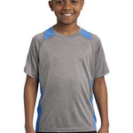 285535CP Sport Tek Youth Heather Colorblock Contender Tee