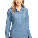 District Ladies Long Sleeve Washed Woven Shirt