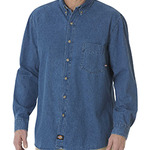 Dickies Unisex Long-Sleeve Button-Down Denim Shirt
