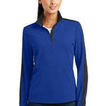 Sport-Tek Ladies Sport Wick Textured Colorblock 1/4 Zip Pullover
