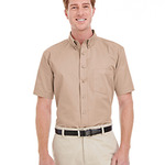 285470CP Harriton Men's Foundation 100% Cotton Short-Sleeve Twill Shirt with Teflon