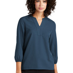 Mercer-Mettle Women's Stretch Crepe 3/4 Sleeve Blouse
