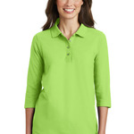 Port Authority Ladies Silk Touch 3/4 Sleeve Polo