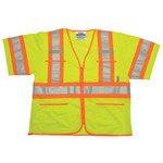 INCOM V155 Class 3 Hi-Vis Lime Mesh Safety Vest w/ Zipper 